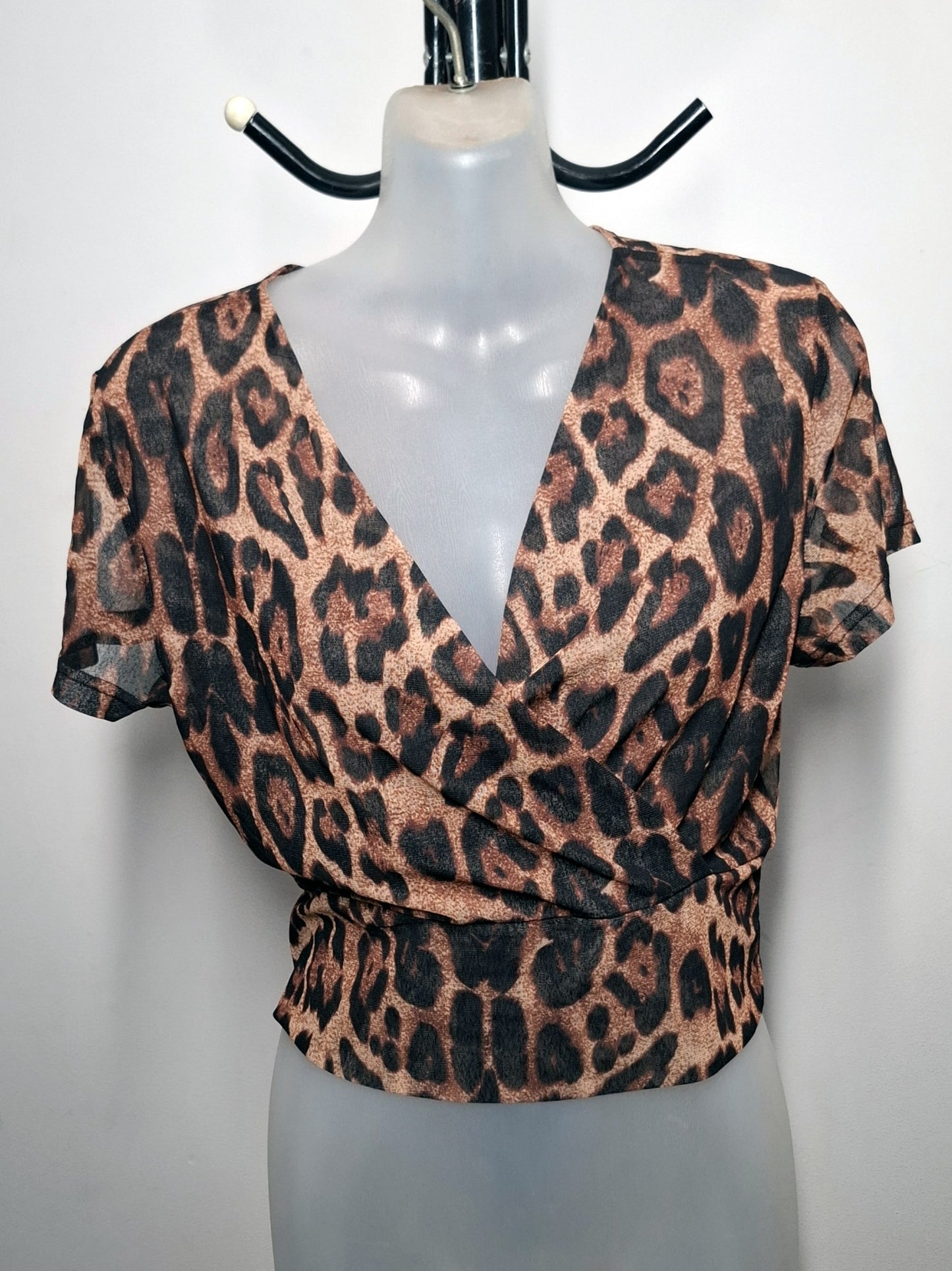 Size 12 - Sheer Leopard Print Cropped Top