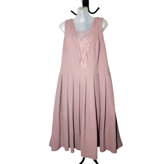 City Chic Medium - Lace Insert Pleated Dress