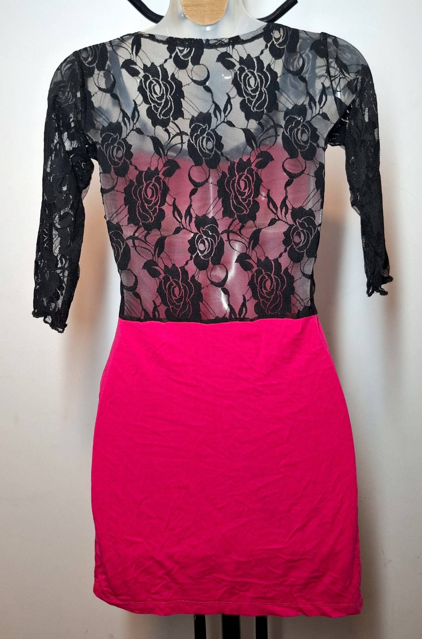 Size 8 - Pink & Black Lace Dress