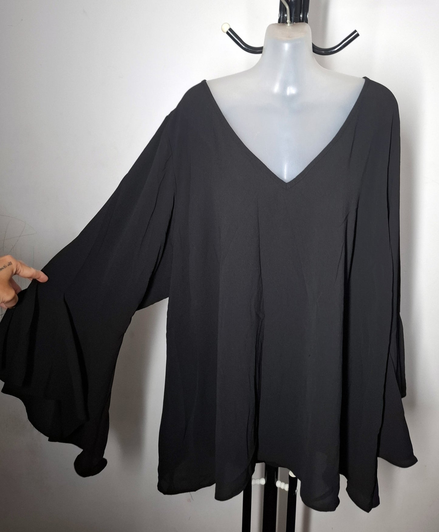City Chic XL - Black Bell Sleeve Top