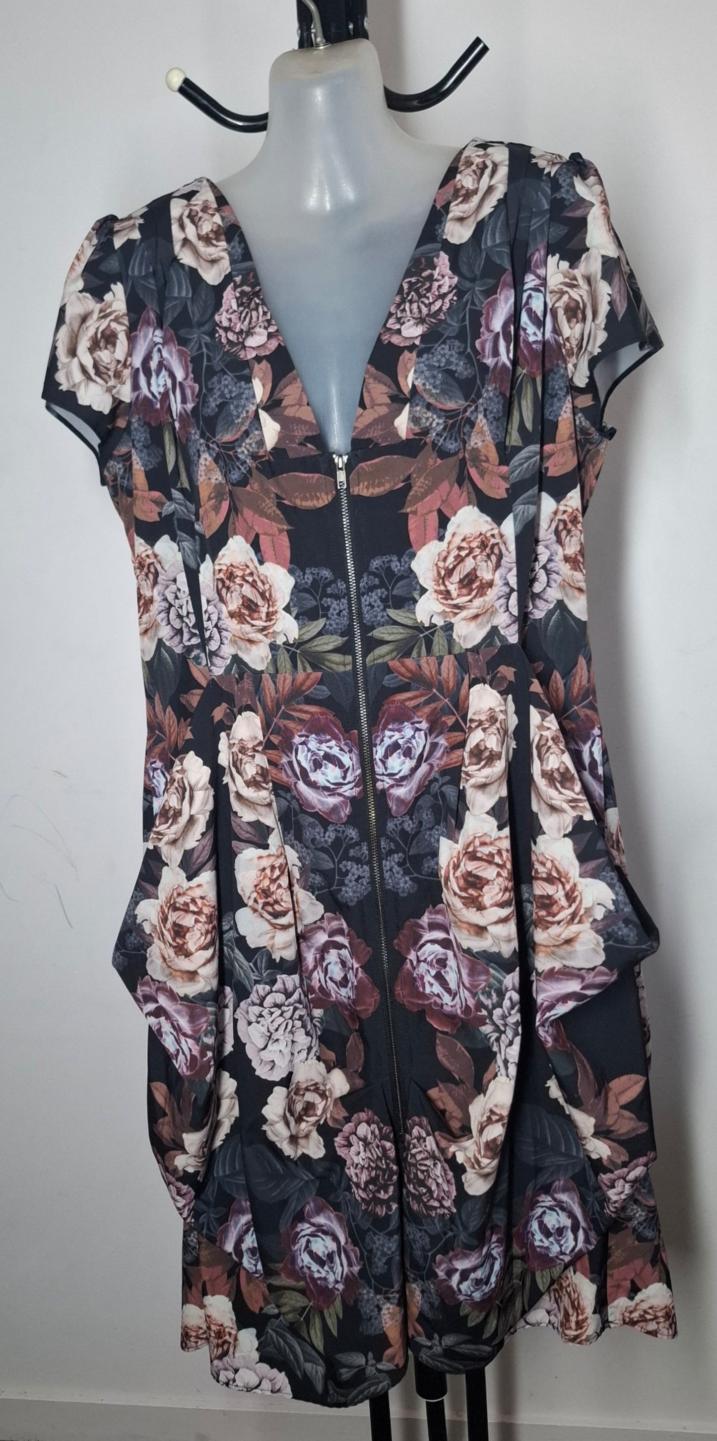 City Chic XS - Floral Zip Tunic Dress With Pockets