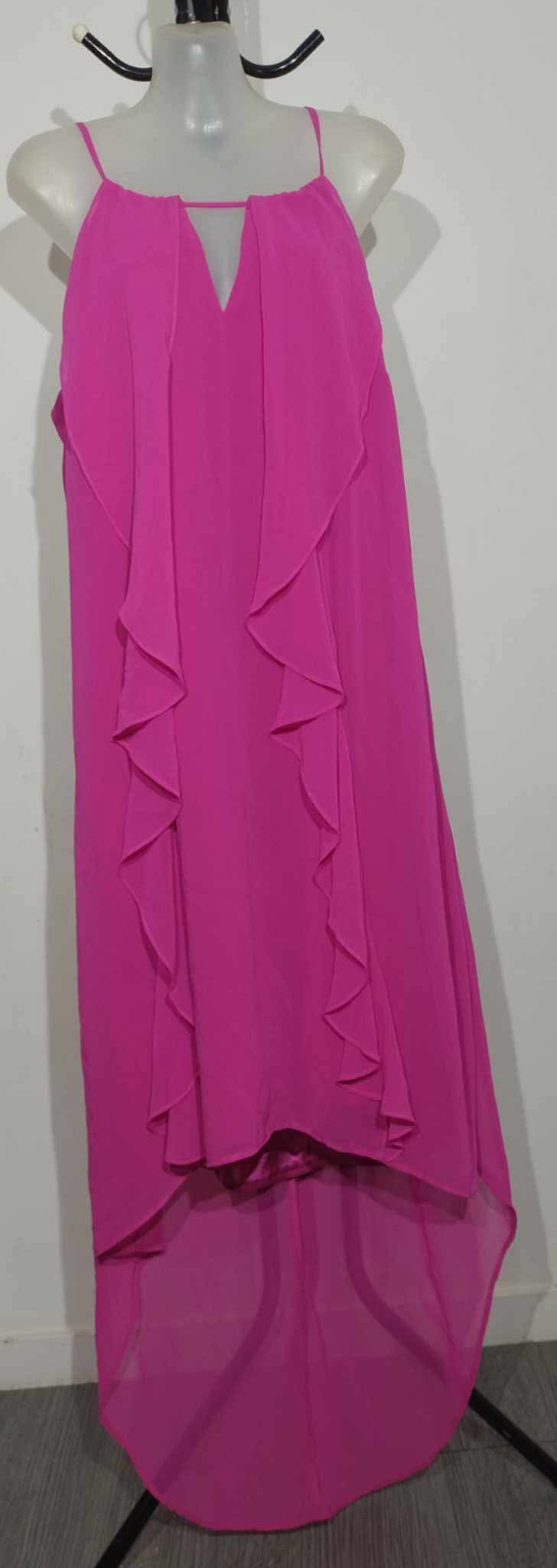 City Chic XS - Pink Frill Halter Hi-Lo Dress