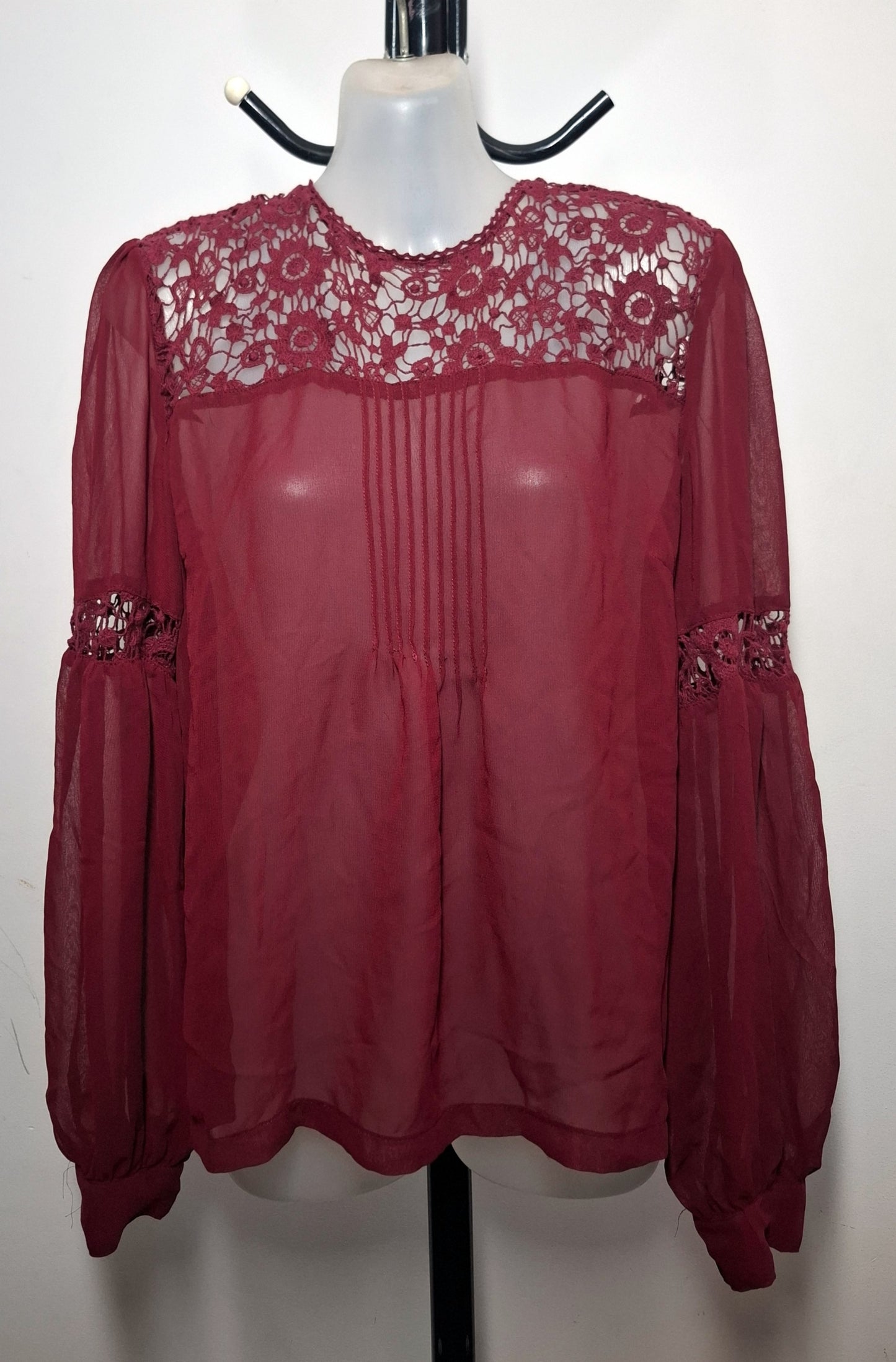 Size 12 - Sheer Lace Sleeved Top