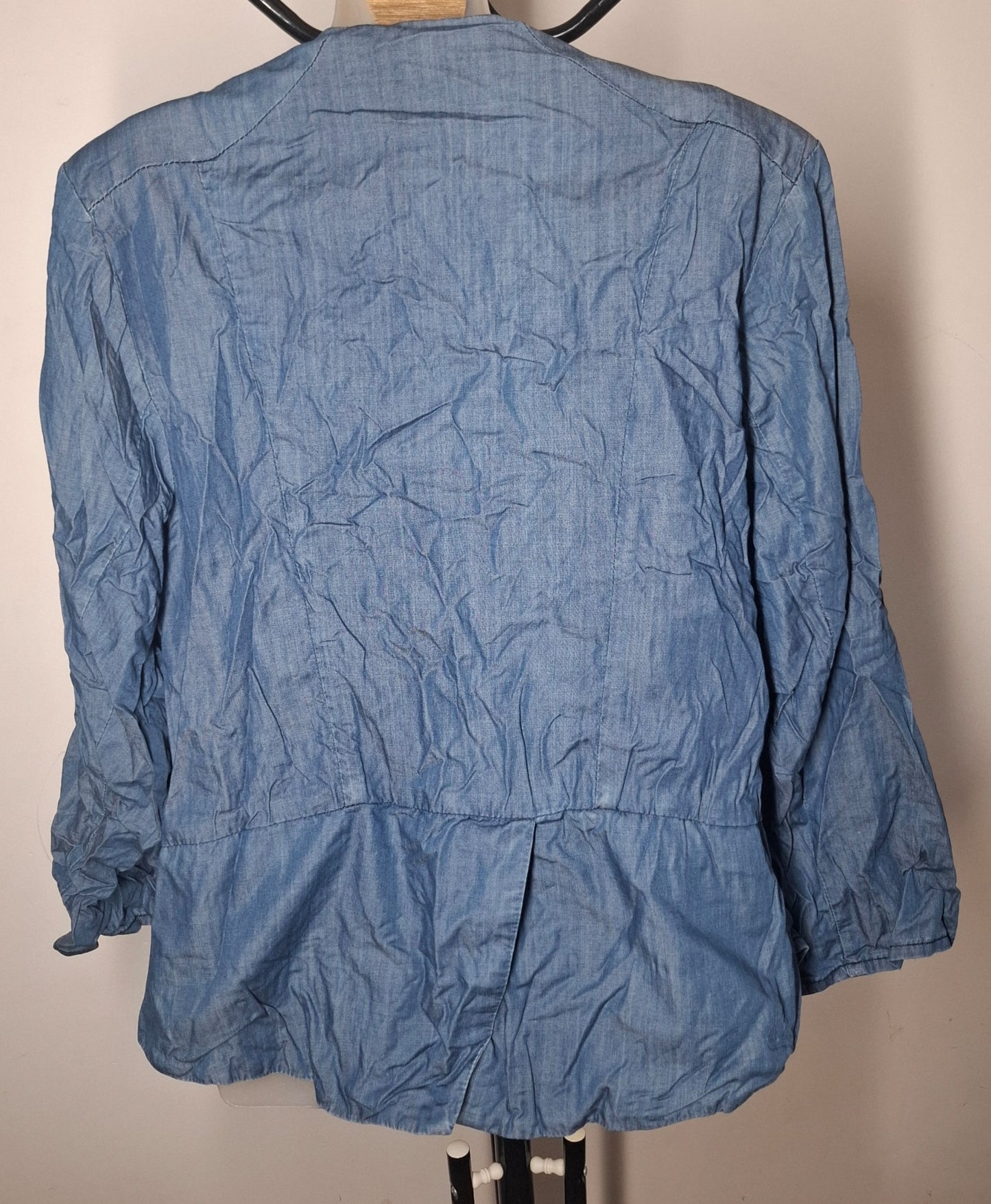 City Chic Large - Cotton 'Denim Look' Drapey Jacket With Functional Zip Pockets