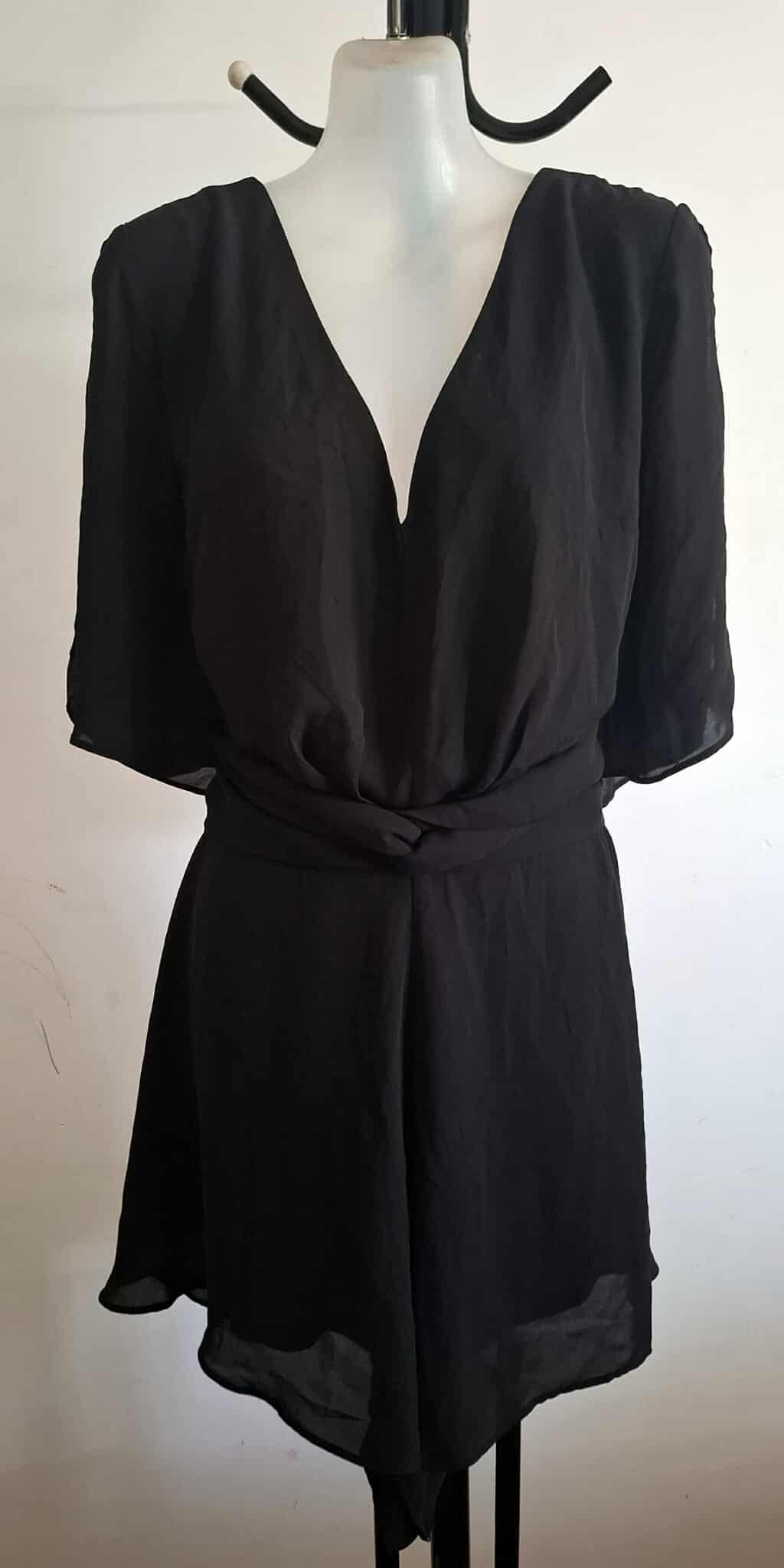 City Chic Medium - Black Twist Front Playsuit