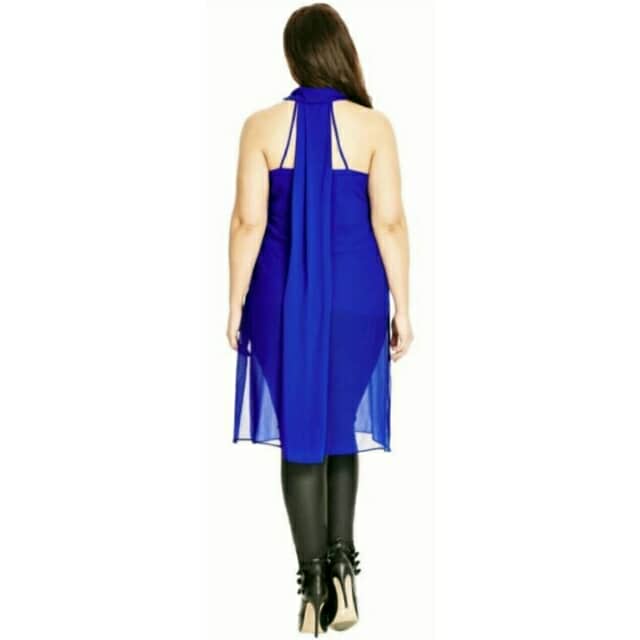 City Chic XS - Blue Chiffon Halter Tunic Top