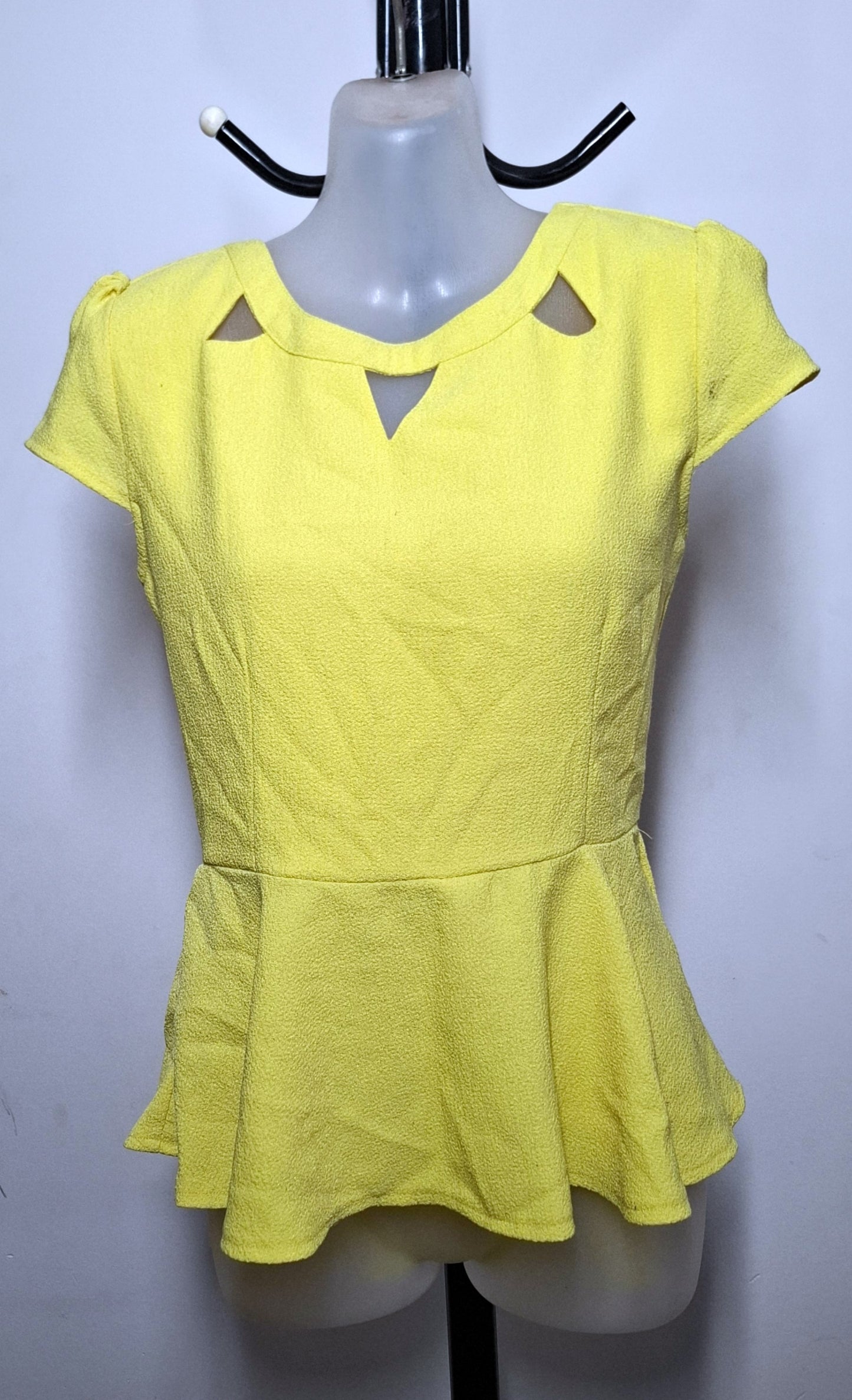 Size 10 - Yellow Cutout Peplum Top