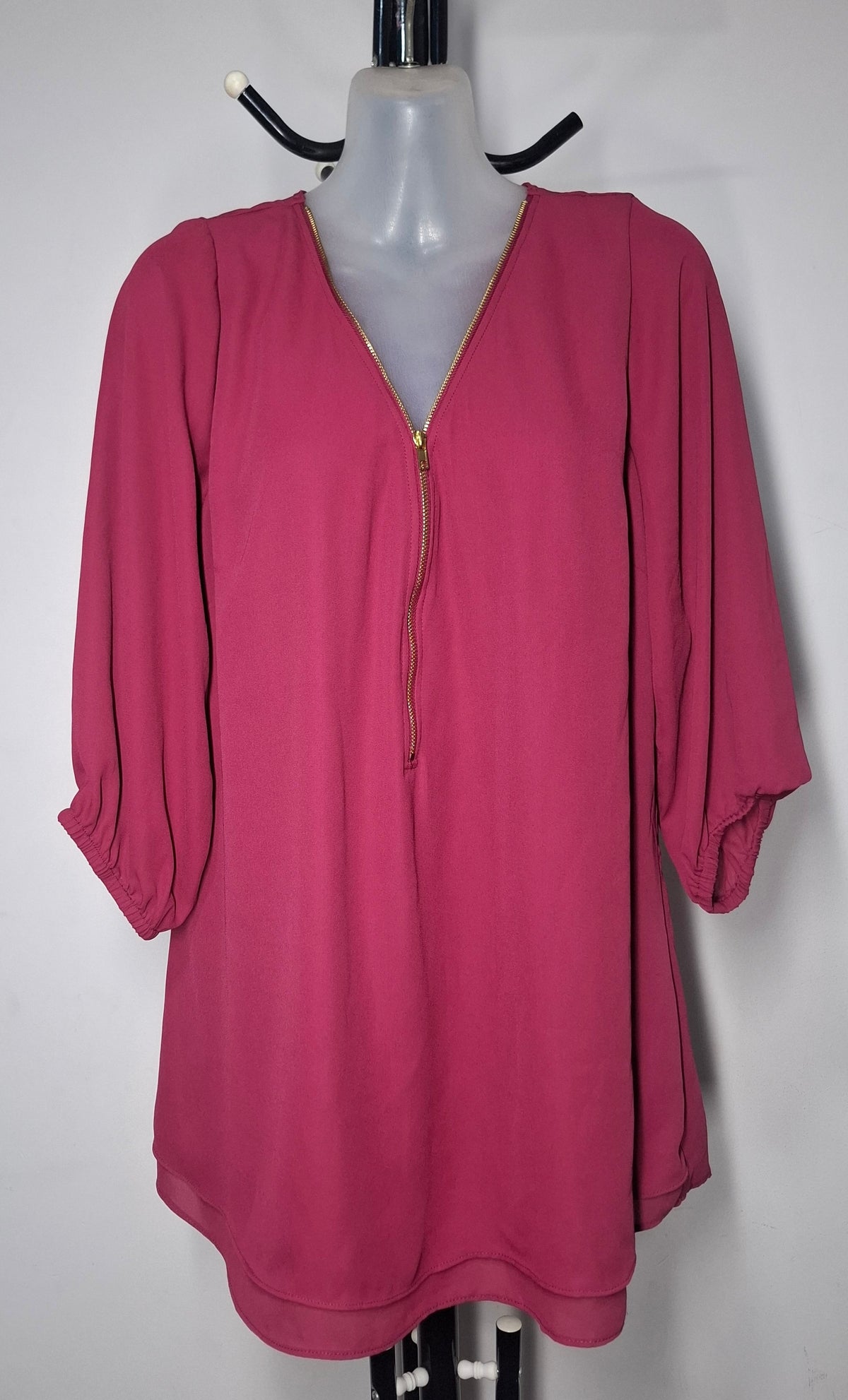 City Chic XS - Mulberry Sexy Elbow Fling Zip Top