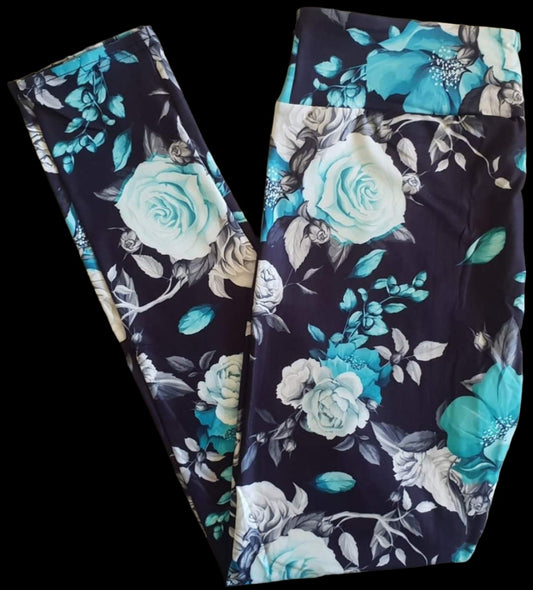 Deluxe - Blue Rose - Full Length Leggings
