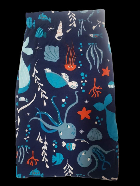 Regular Elastic Waist - Under The Sea - 3/4 Length Leggings