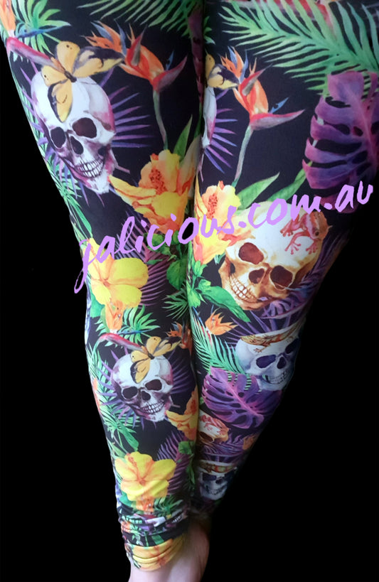 Deluxe - Tropical Skull - Full Length Leggings
