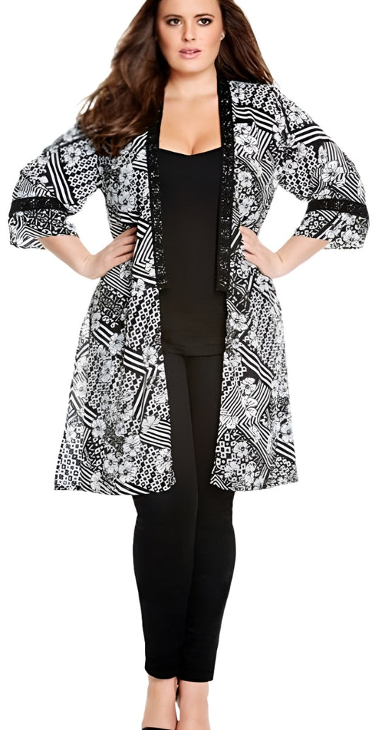 City Chic XS -  Black And White Lightweight Jacket