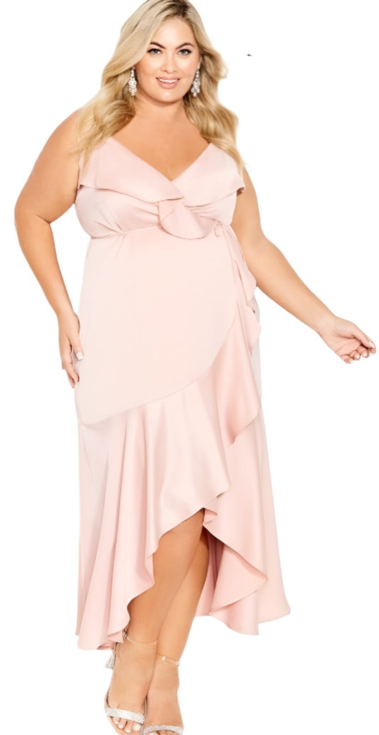 City Chic XL - Champagne Elegant Formal Wrap Dress