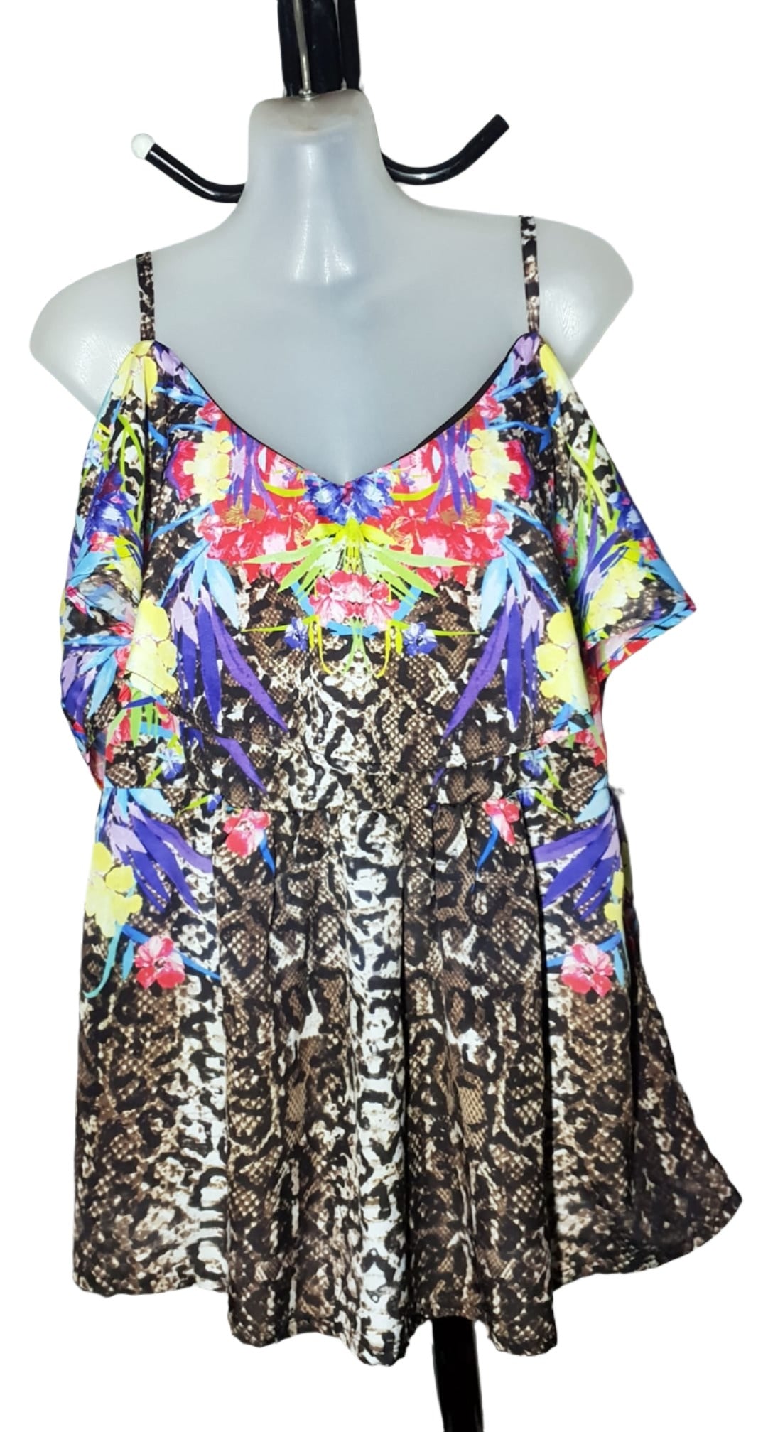 City Chic Small - Snake Print Frill Top