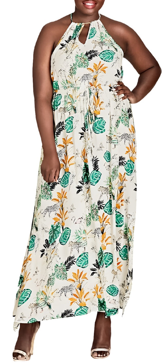 City Chic XS - Peekaboo Halter Maxi Dress