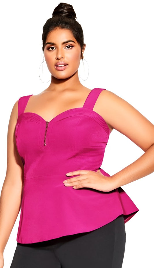 City Chic XS - Pink Peplum Top