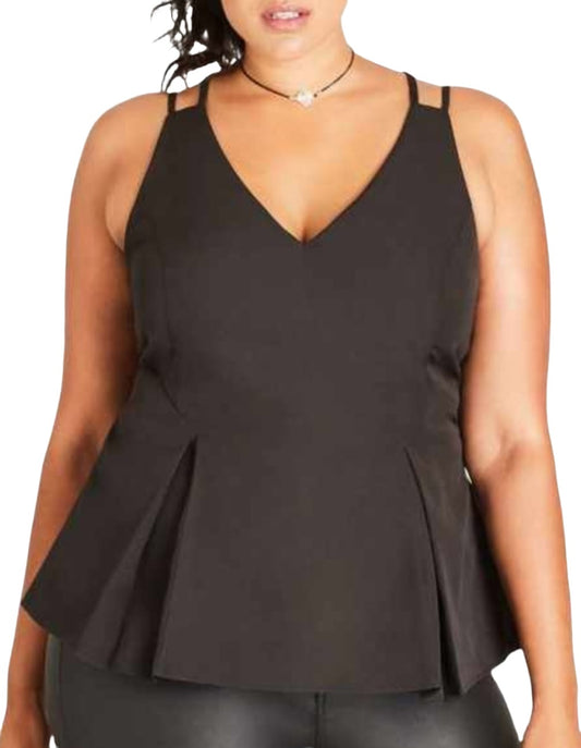 City Chic Large - PINK Strappy Peplum Top
