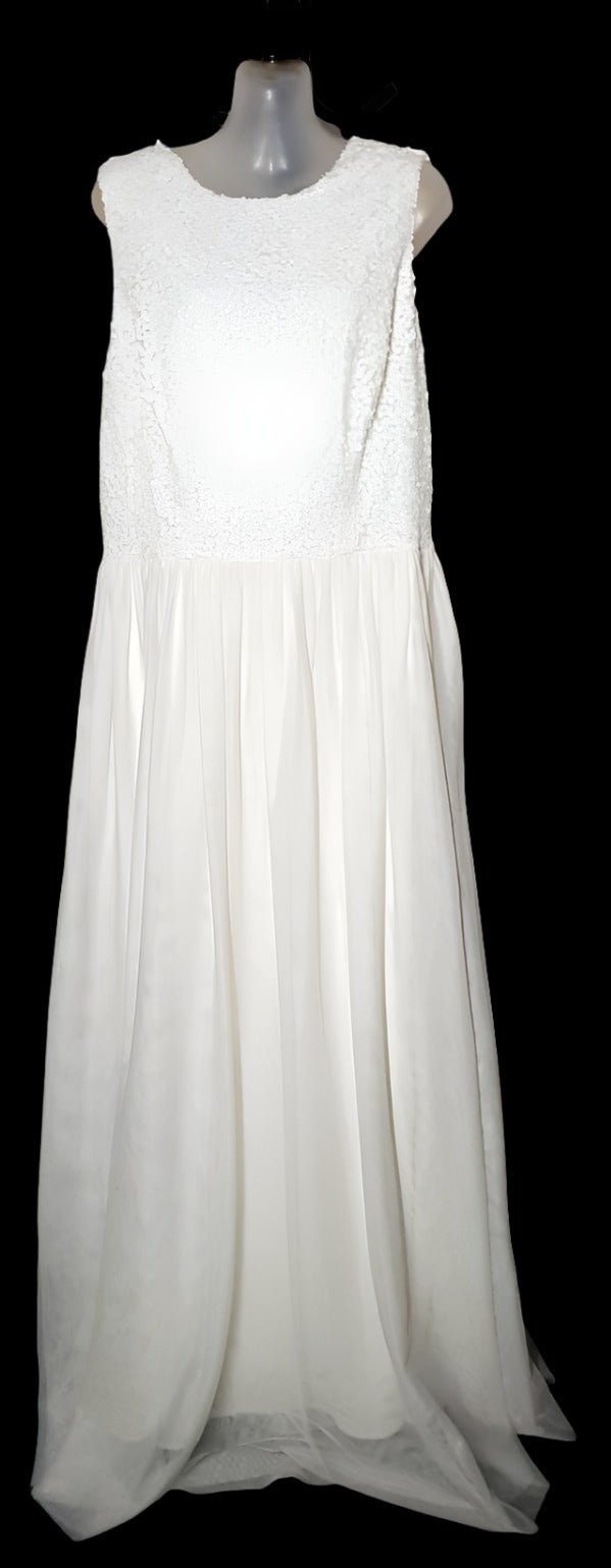 City Chic XS - White Chiffon Sequin Maxi Dress