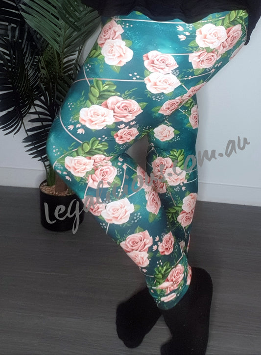 Deluxe - Rose Gold Rose - Full Length Leggings