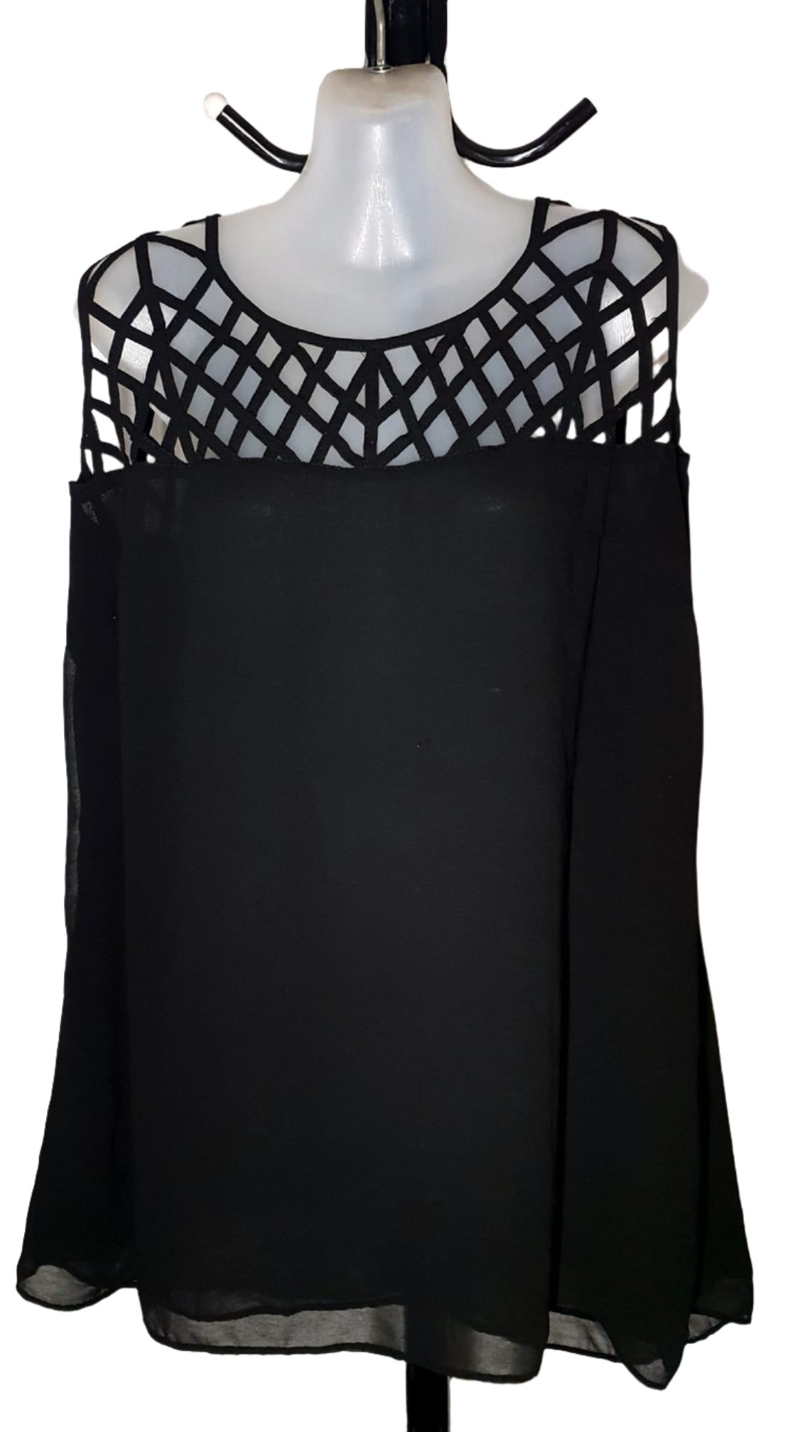 City Chic Small - Black Strappy Cage Top