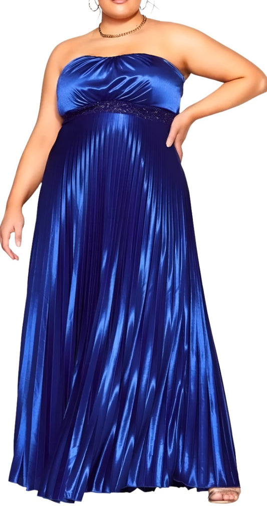 City Chic XL - PURPLE Strapless Pleated Maxi Dress - Brand New With Tags