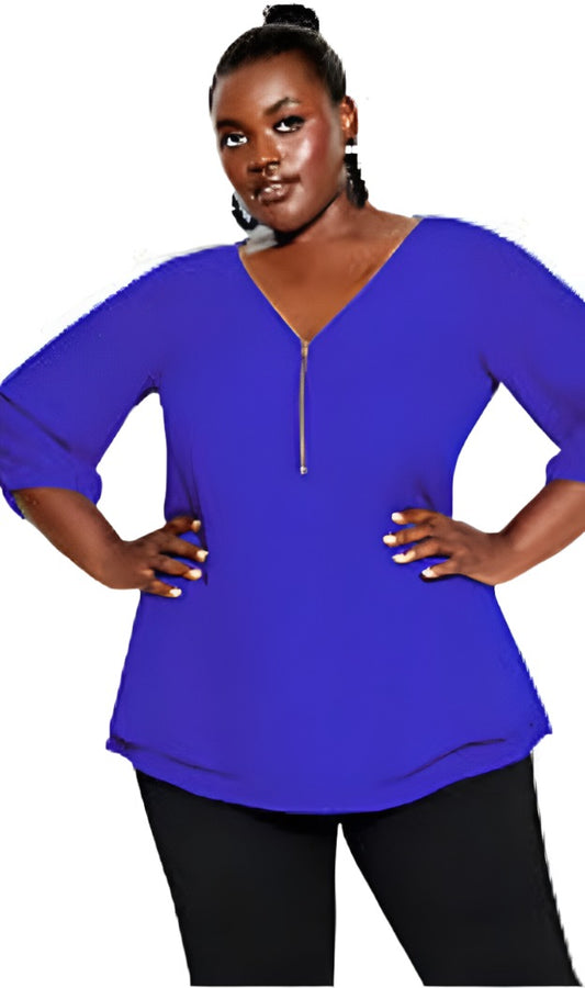 City Chic Small - Blue Elbow Sleeve Sexy Fling Top - Brand New With Tags