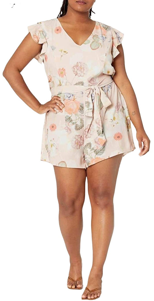 City Chic Large - Floral Playsuit With Tie - Brand New With Tags