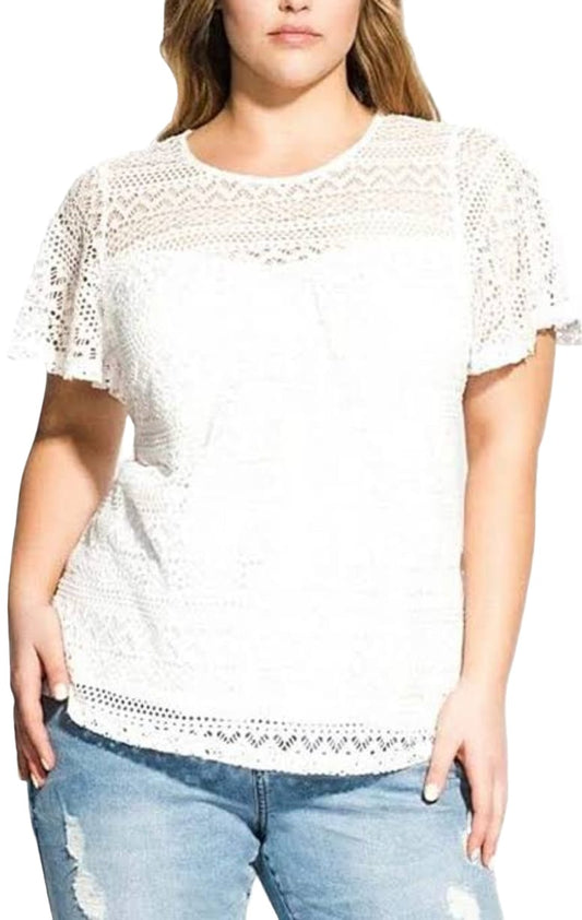 City Chic Small - White Lace Top