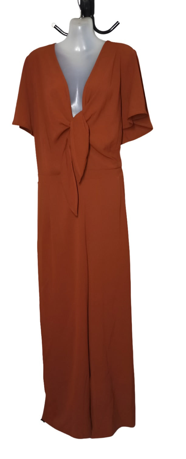 City Chic XXL - Wide Leg Tie Front Jumpsuit