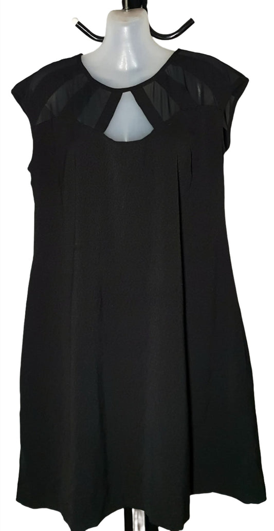 City Chic XS -  Black Mesh Insert Keyhole Stretchy Dress