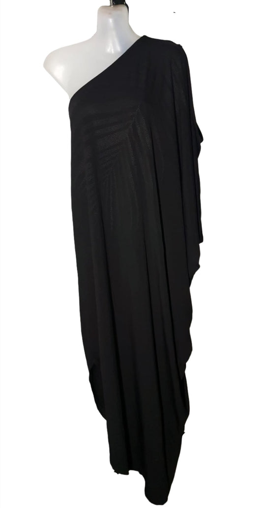 City Chic Small - Black Soft Stretchy One Shoulder Maxi Dress