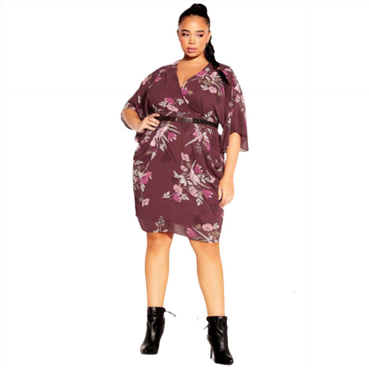 City Chic Small - Floral Faux Wrap Dress With Belt - Brand New With Tags