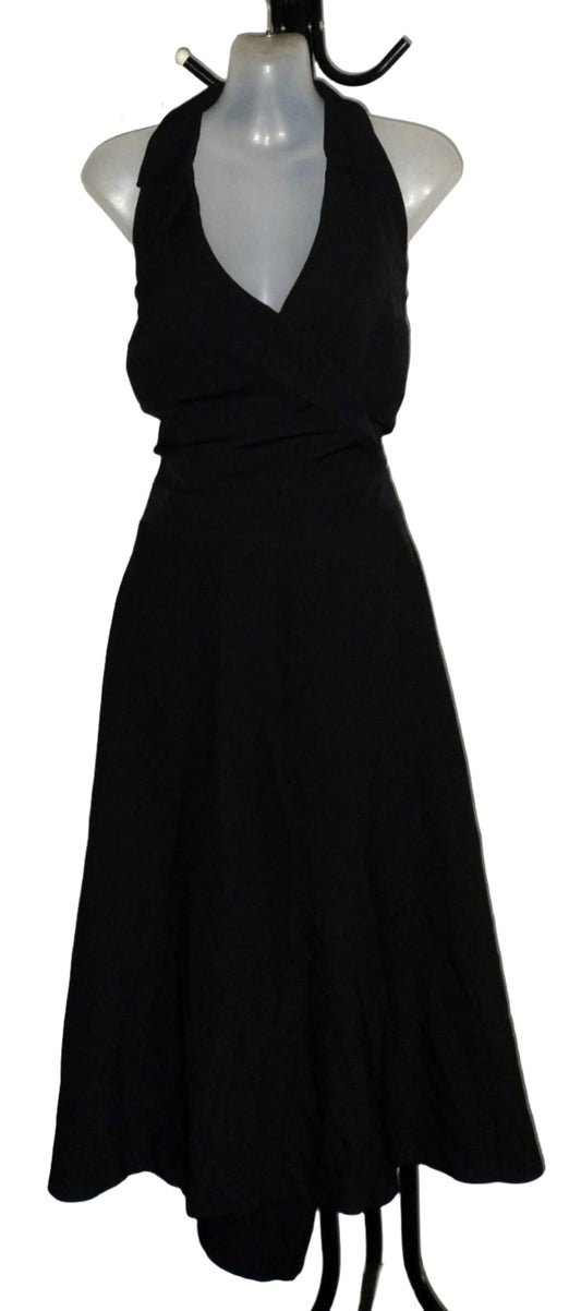 City Chic XL - Black Halter Neck Dress With Collar
