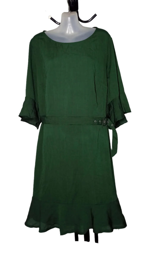 Size 26 - Green Frill Dress With Belt - Brand New With Tags