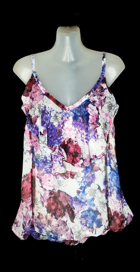 City Chic Small - Floral Frill Top