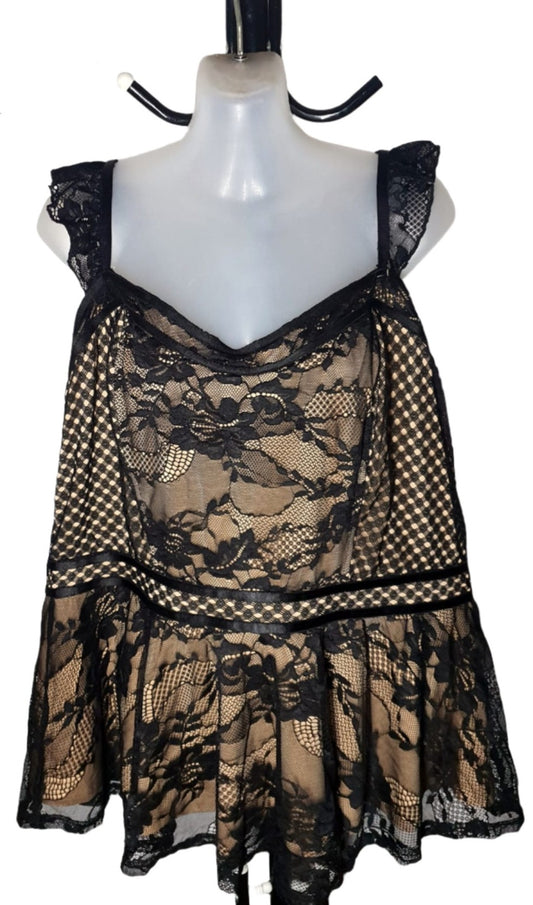 City Chic Large - Lace Peplum Top - Brand New With Tags