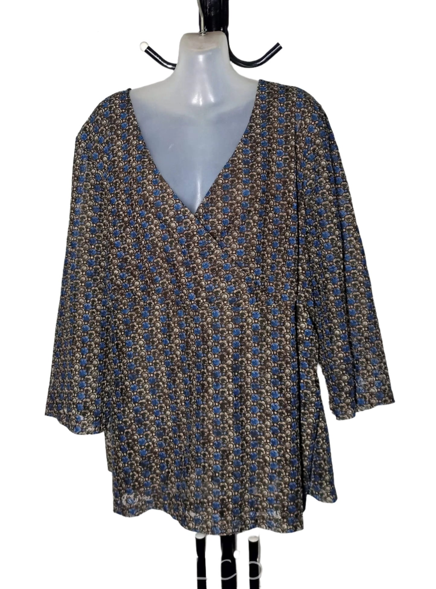 Size 26 - Sleeved Chiffon Faux Wrap Top