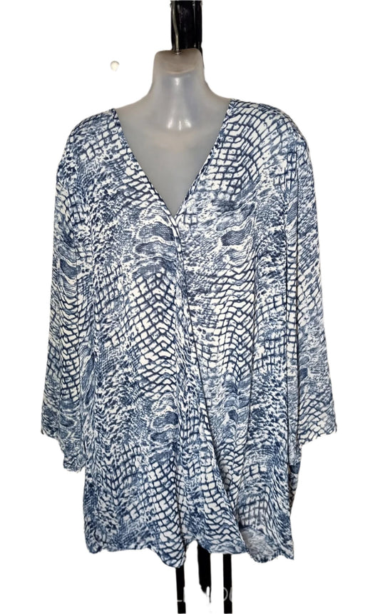 Size 22 - Chiffon Faux Wrap Top With Sleeves