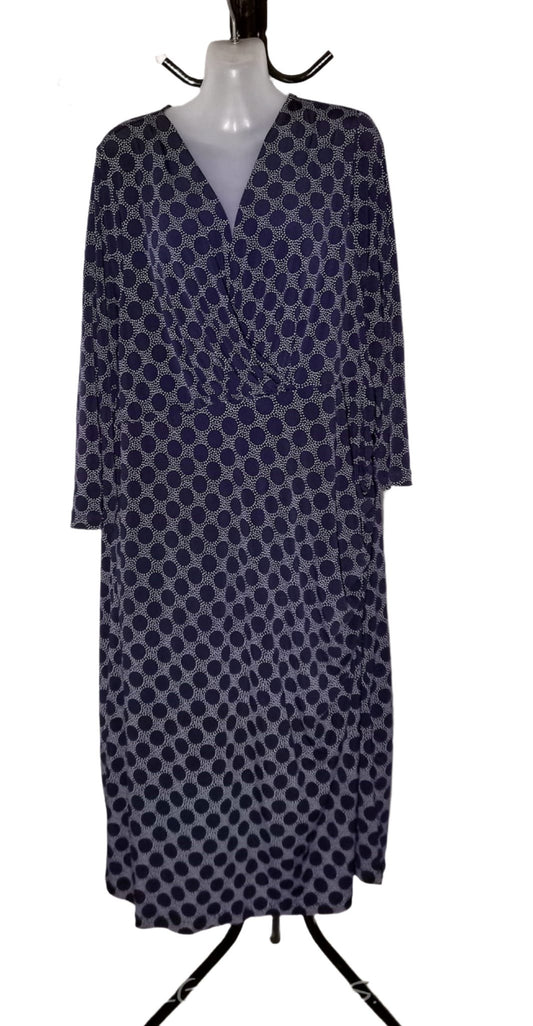Size 26 - Faux Wrap Dress With Sleeves
