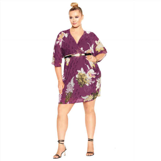City Chic Small - Floral Faux Wrap Dress With Belt - Brand New With Tags