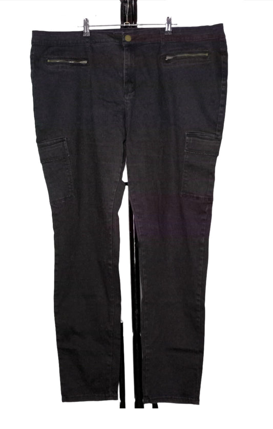 City Chic XXL - 24R - Black Denim Mid Rise Skinny Jeans With Pockets
