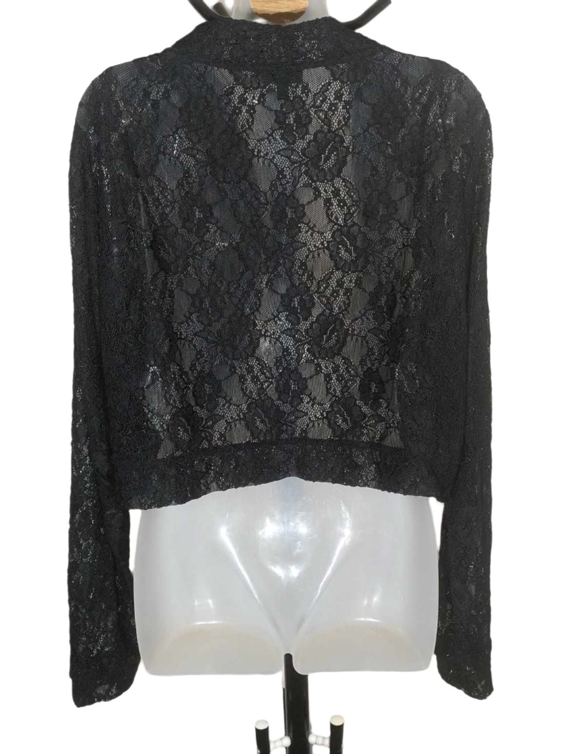 City Chic Medium - Black Lace Shrug Bolero Cardigan