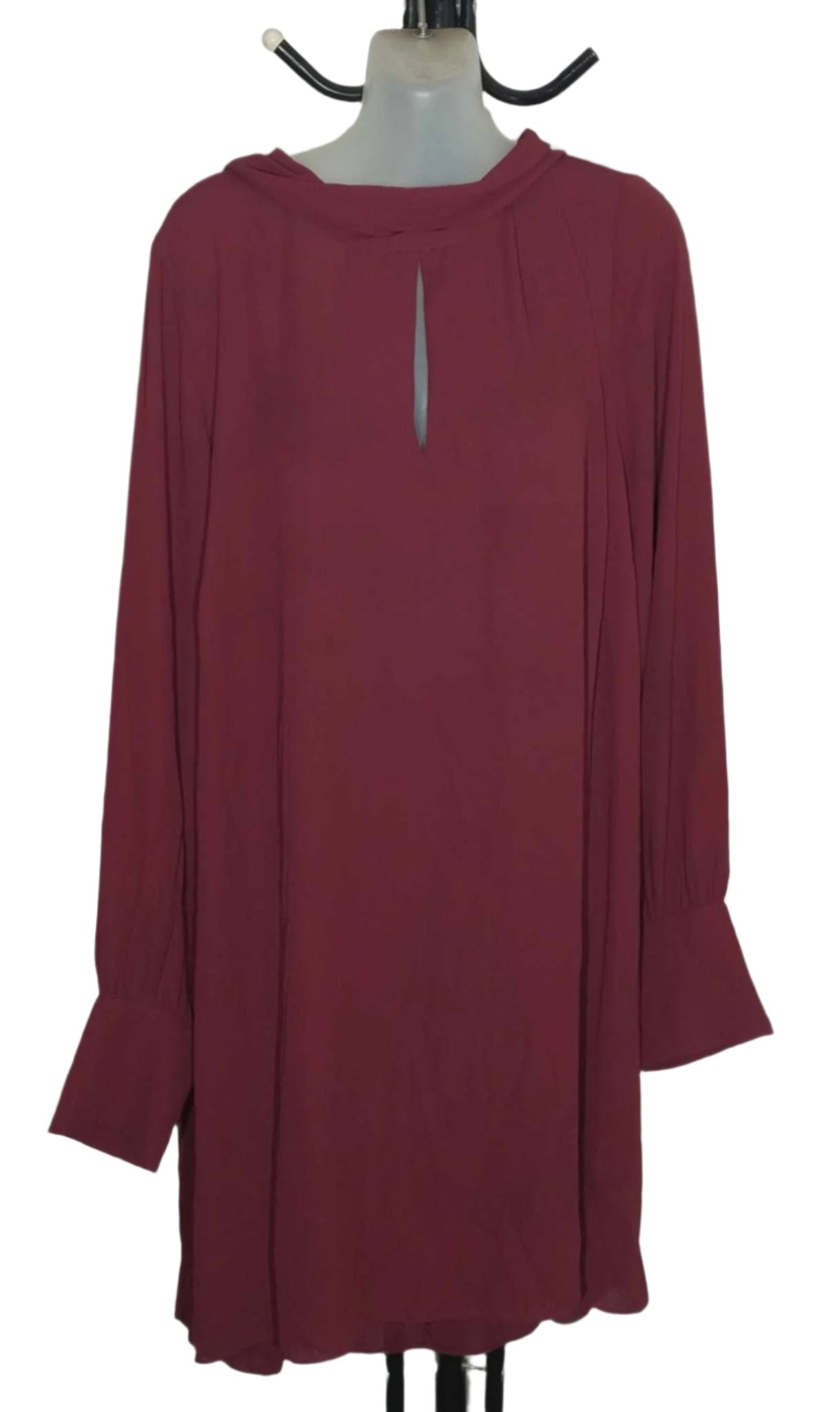 City Chic Medium - MAROON Peekaboo Chiffon Sleeved Dress