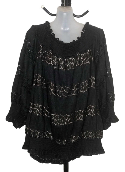 City Chic XL - Black Sleeved Lace Top
