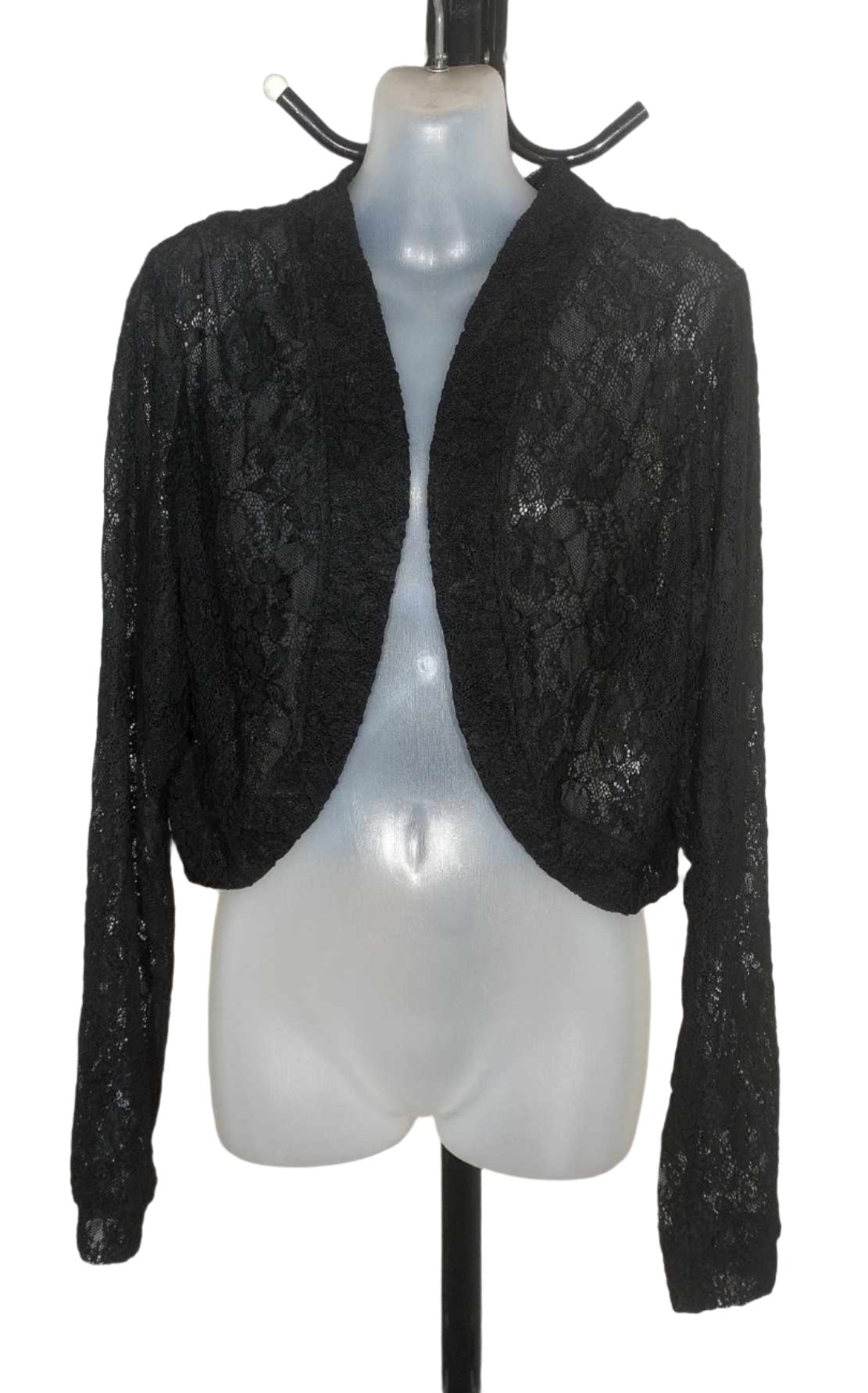 City Chic Medium - Black Lace Shrug Bolero Cardigan
