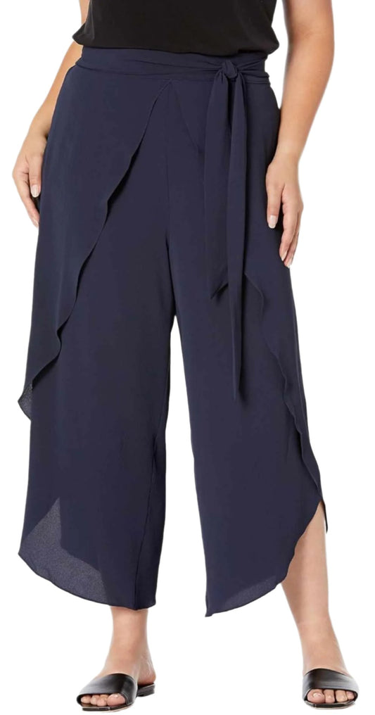 City Chic Medium - Black Chiffon Tie Up Pants
