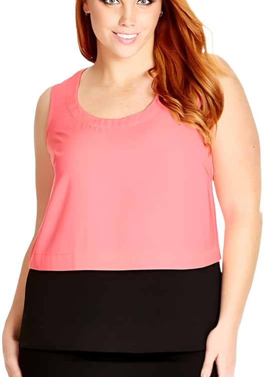 City Chic Large - Black And Pink Tank Top