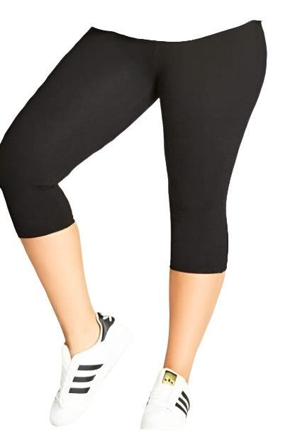 City Chic Large - Black 3-4 Length Capri Leggings