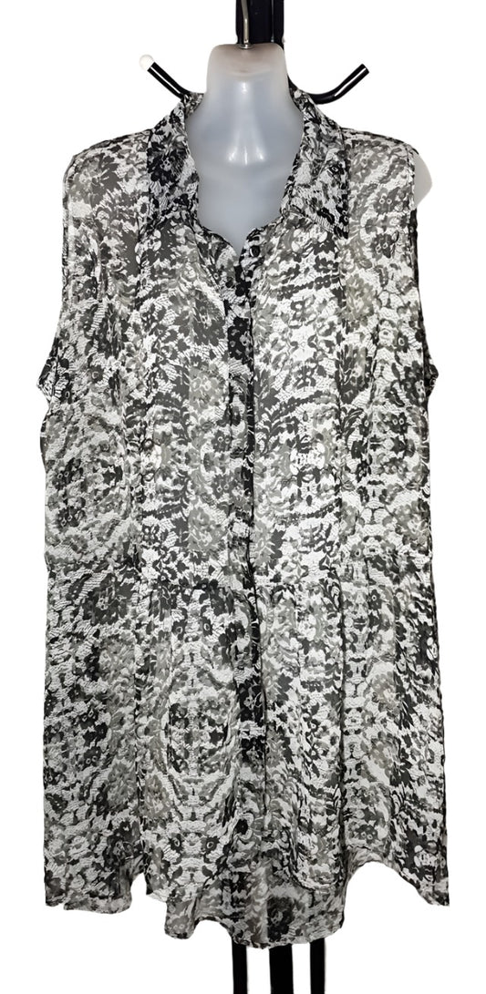 City Chic Large - Sheer Button Up Sleeveless Top