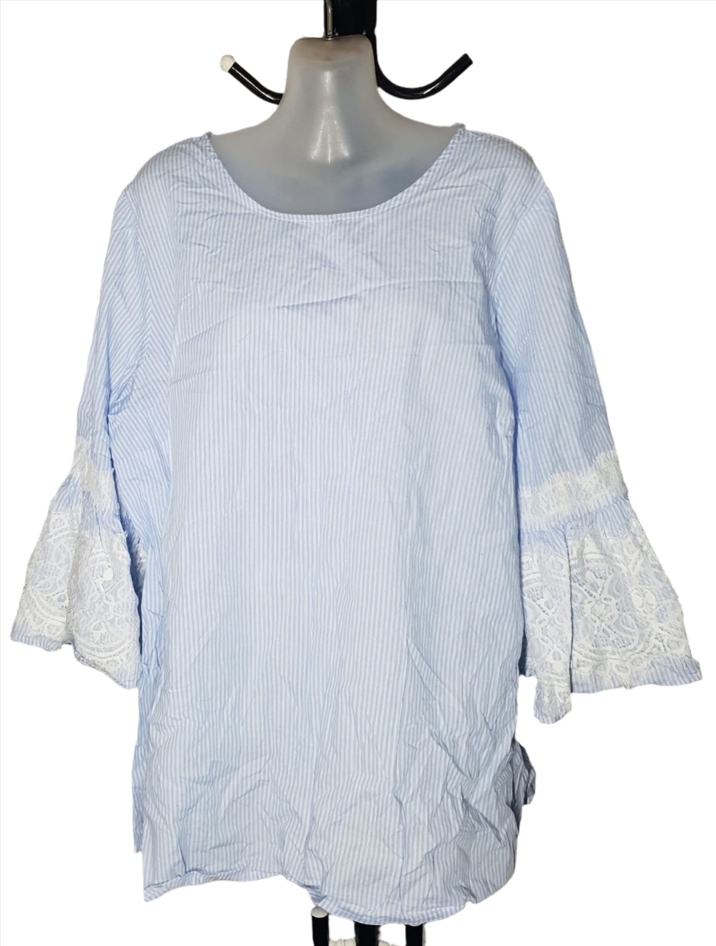 City Chic Large - Pinstripe Bell Sleeve Top
